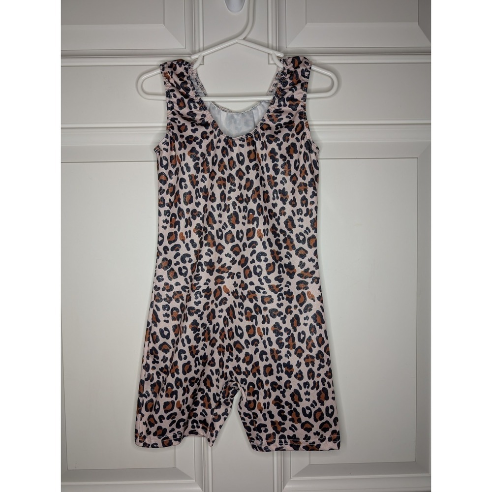 Girls Leotard Animal Leopard Print Sparkle Dance Ballet Size S (6/6X) Or 120 Cm)